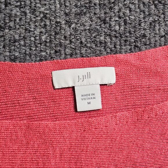 J Jill Sweater Top Women Medium Pink Orange Lace Up Knit Classic Casual Career - Picture 3 of 10